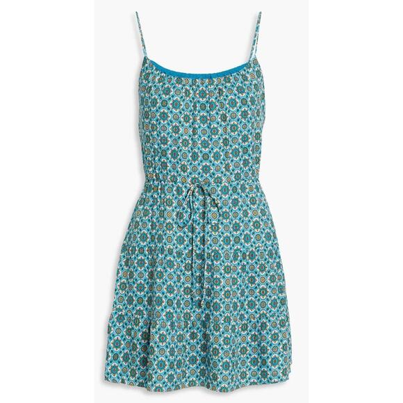 Alice + Olivia Cheyla printed Crepe Mini Dress turquoise ($330) small washed Geo - Picture 1 of 8